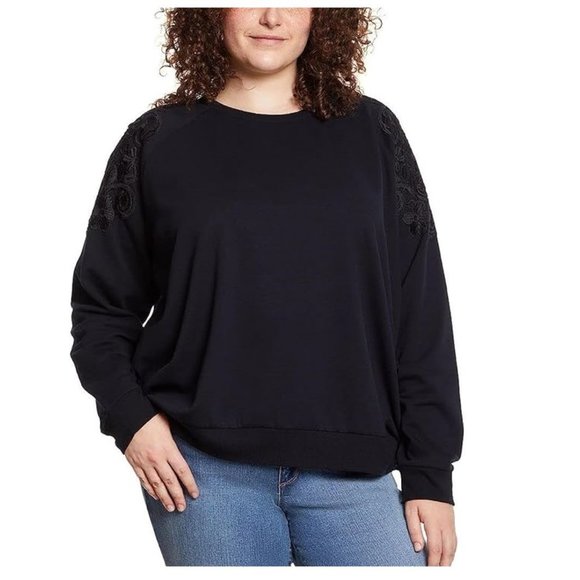NWT Gloria Vanderbilt Women’s Pullover Lace Soft Sweatshirt Size M $65 8D208 - Picture 1 of 4